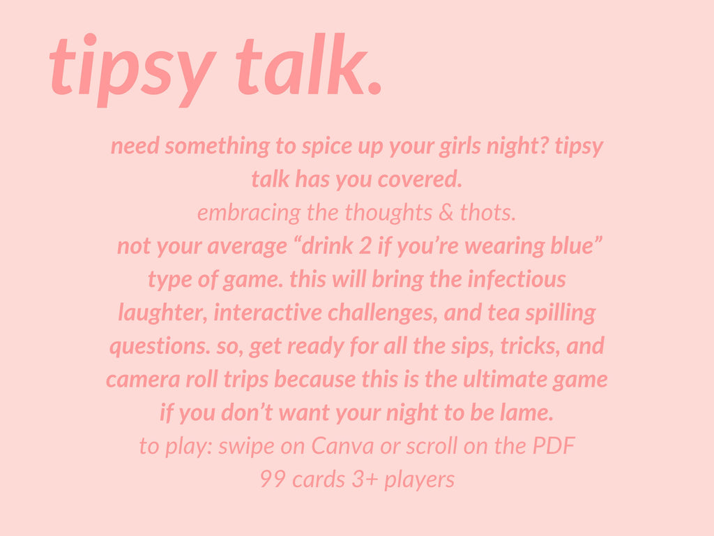 TIPSY TALK | Girls Night Game