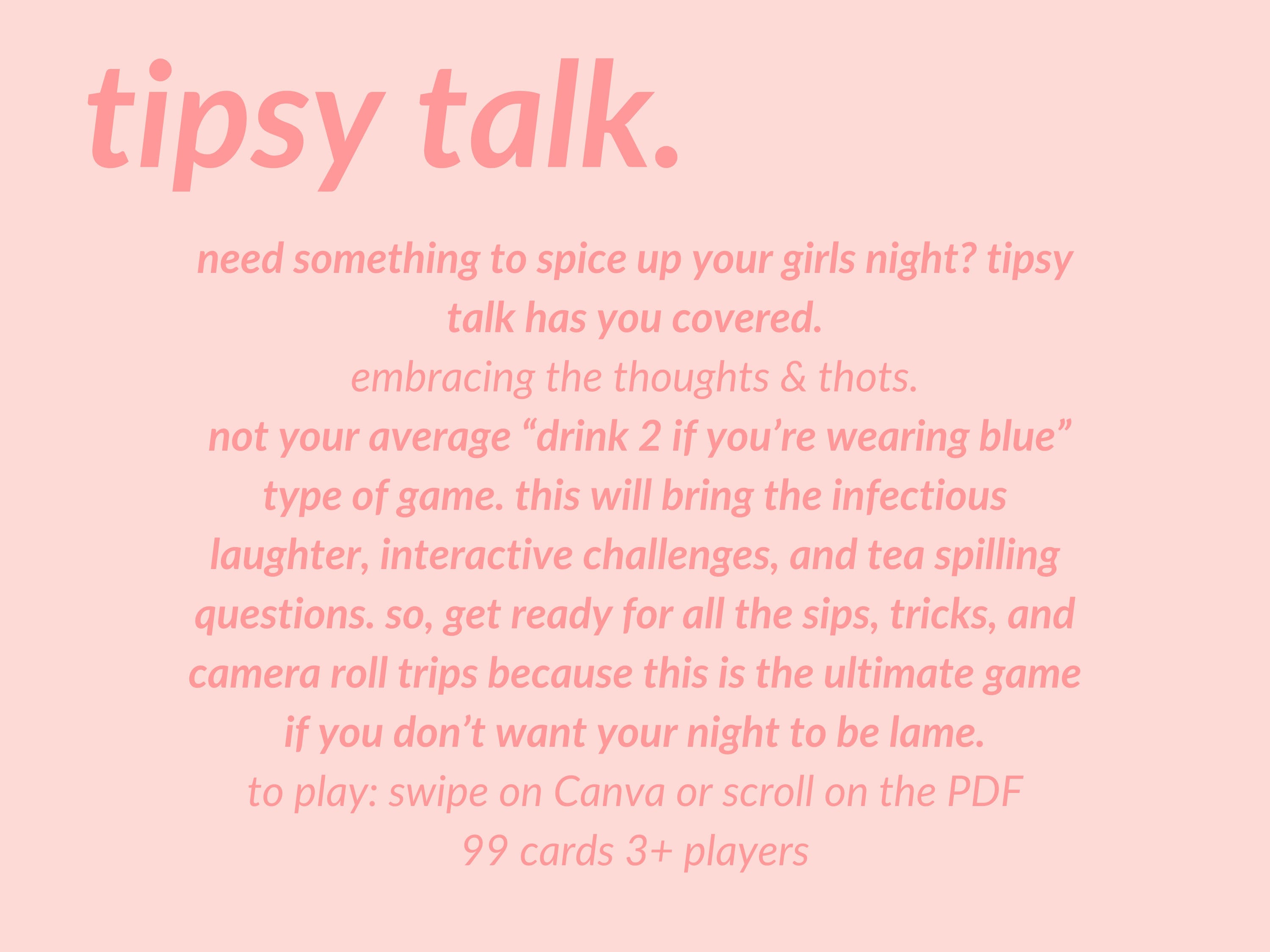 TIPSY TALK | Girls Night Game