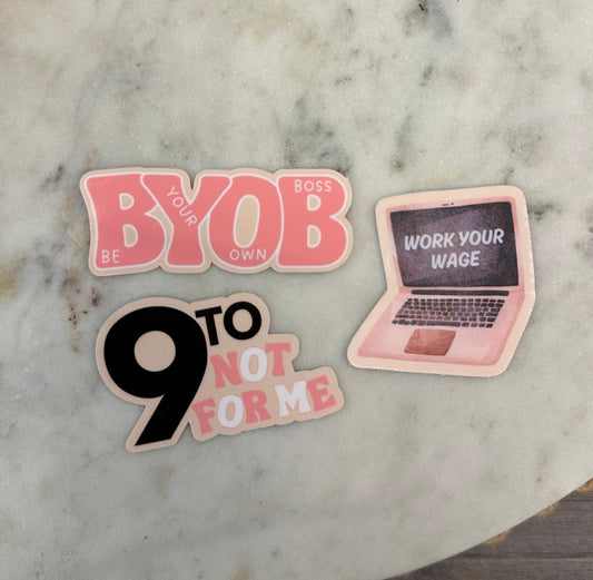 BYOB build your own biz - 3 sticker pack